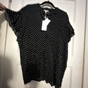 Grand & Greene Polka dot top with flirty short sleeve